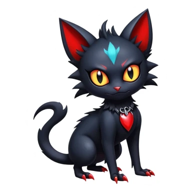 Vampiric feral futuristic gothic emo dark Litten-Noibat-Fakémon-hybrid-creature (full body) sticker