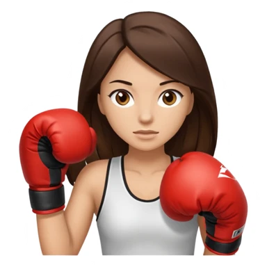 An woman with long dark brown hair in boxing gloves and light brown eyes sticker