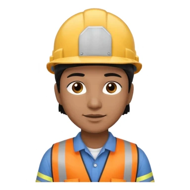 Black Construction worker with light brown skin black hair and dark brown eyes sticker