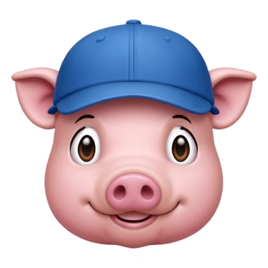 Pig emoji with blue baseball cap sticker