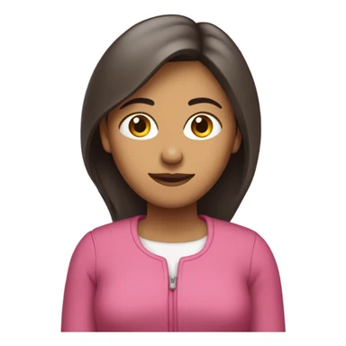 🙎🏽‍♀️ pelo lacio y largo con ropa rosa y cara normal sticker