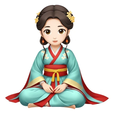 Beautiful girl in Hanfu sitting on the ground sticker
