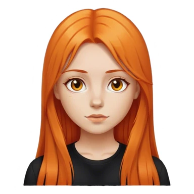 Girl with long orange straight hair and black shirt sticker