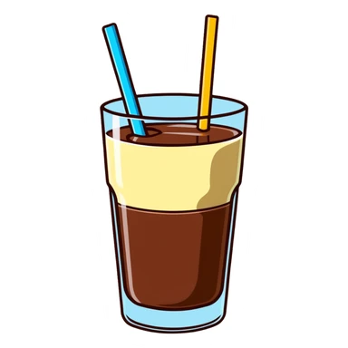 Glass of milk with Nesquik chocolate powder being mixed in sticker