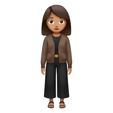 a girl wearing dark brown cardigan and black cullote pants sticker