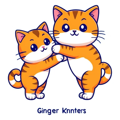 two ginger cats hugging, big eyes sticker