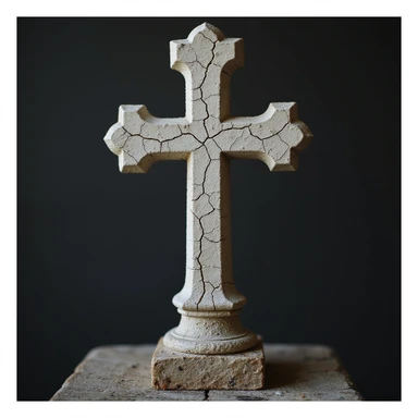 realistic gothic cross, with a cracked stone texture, photorealistic style sticker
