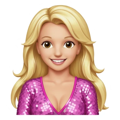 Britney Spears with long blonde hair, pink sequin outfit sticker