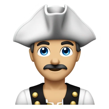 Male pirate captain hat black sash black moustache blue eyes short blond hair  sticker