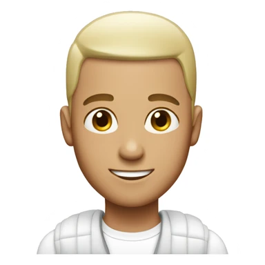 A guy with a buzz cut with a white cap sticker