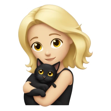 Blonde girl cuddling black cat sticker