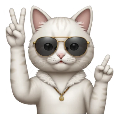 a cat wearing sunglasses a saying peace out on his head there would be written peace out and he will do the pose for peace out sticker