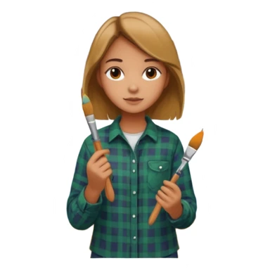 Girl painting fall scenery sticker