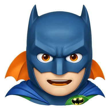 batman emoji in blue, orange and green color sticker