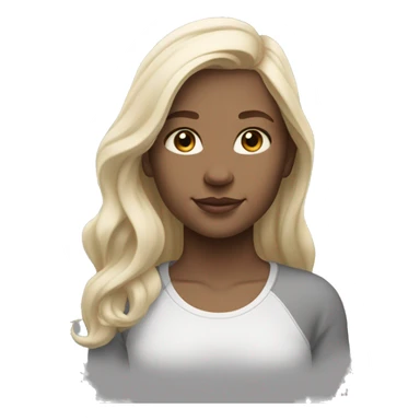 white raced, blonde hair with middle part, girl, long sleeve white lululemon shirt,  grey sweat pants  sticker