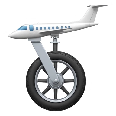 Emoji-style aircraft landing gear with a single wheel and strut, simplified design, clean lines, cartoon-like, isolated on white background, minimal shading sticker