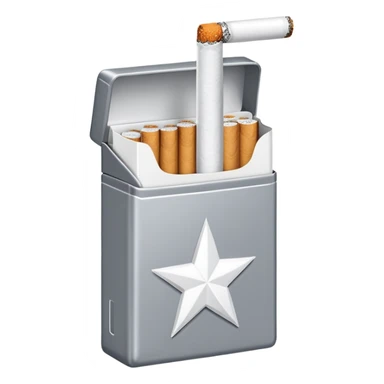 7 stars grey shining cigaret pack with a few little white cigaret inside sticker