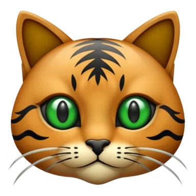 een bruine kat met zwarte strepen en groene ogen sticker