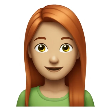 Smiling girl with long straight, red hair and green eyes sticker