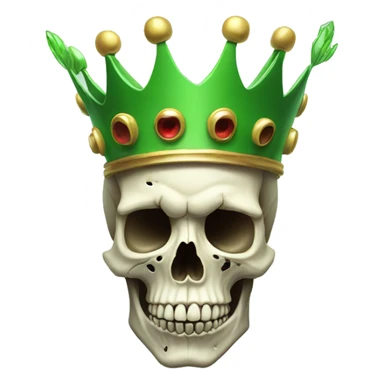 Mind blown skull with a green crown sticker