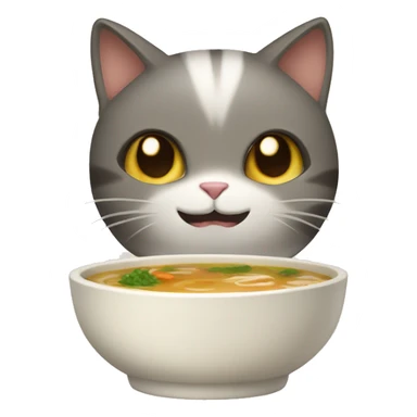 cat with bowl of miso soup sticker
