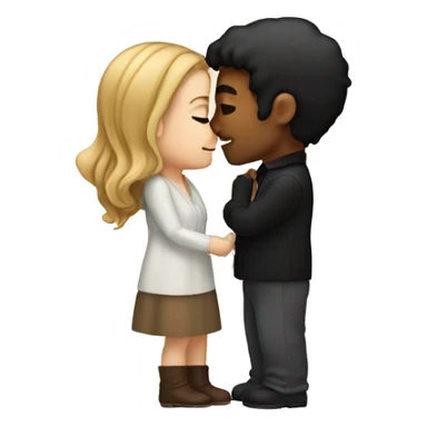 white man with black hair kissing white girl with light brown hair  sticker