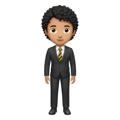 Young man, brown skin, black curly hair, tailored trousers, suit jacket, and tie

 sticker