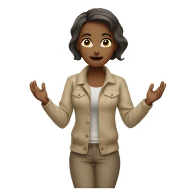 Girl shrugging arms wearing beige clothes sticker