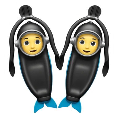 A 3D cartoon pair of diving flippers on a white background, shiny rubber texture, Memoji-style rendering. sticker