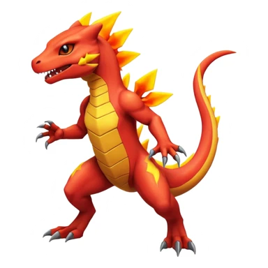 Sharp glowing neon brightly Charmeleon-Zeraora-Salandit-fusion sticker