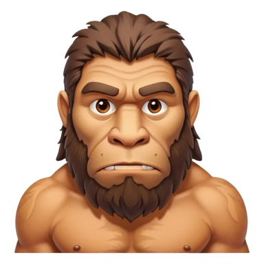Neanderthal with very broad shoulders, muscular primitive human, strong caveman with prominent brow ridge sticker