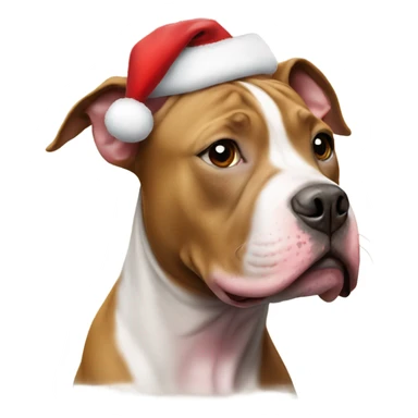 Pit bull wearing Santa hat sticker