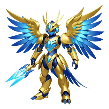Shiny Futuristic Celestial Fakemon-Pokemon-Digimon-Spectrobes-fusion, full body sticker