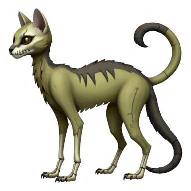 long-snouted evil skeletal skully zombie-like swampy ghostly dull spectral edgy spooky bloody meager thin cool skeleton-zombie-caracal-civet-genet-sergal-vernid-Gryphon-Cacomistle-Trico-oncilla-animal-Fakémon-hybrid-fursona (full body) sticker