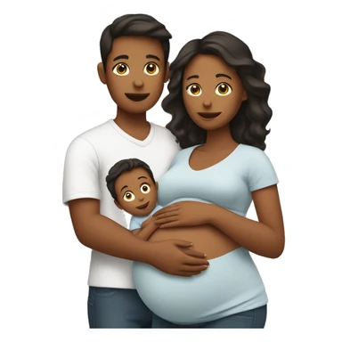 Pregnant woman with 2 child boys sticker