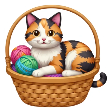 A playful cat in a basket edge, playing with a yarn ball. sticker