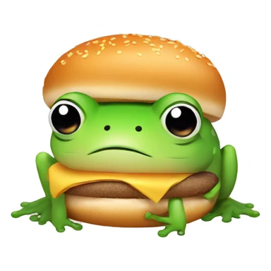 kawaii frog between 2 hamburger buns sticker