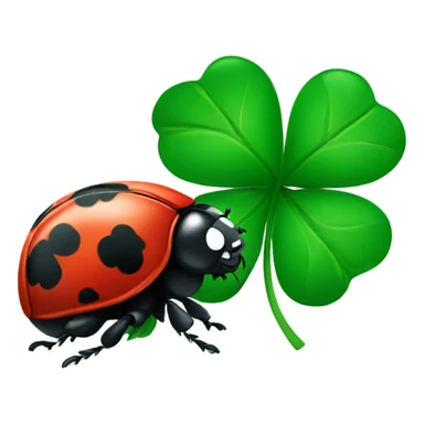 Ladybug and four leaf clover green sticker
