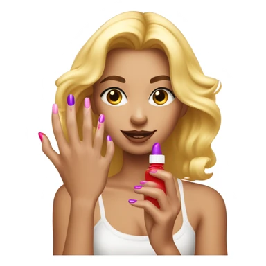 Blond girl painting her nails sticker
