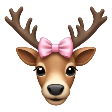 reindeer with a pale pink bow sticker