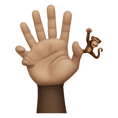 A human hand shaking a monkeys paw, closeup emoji sticker