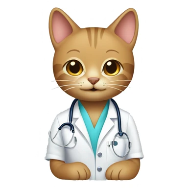 Smiling light brown cat being a doctor sticker
