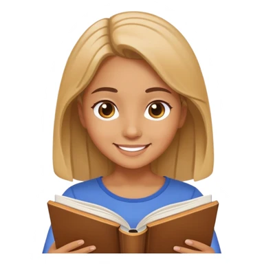 smiling girl reading a book sticker