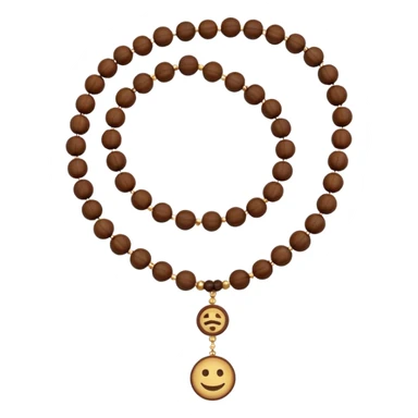 prayer beads (misbaha) in circular arrangement, brown and gold, emoji style sticker