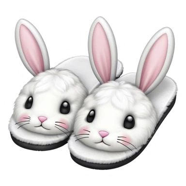 white puffy fluffy slippers with ears sticker