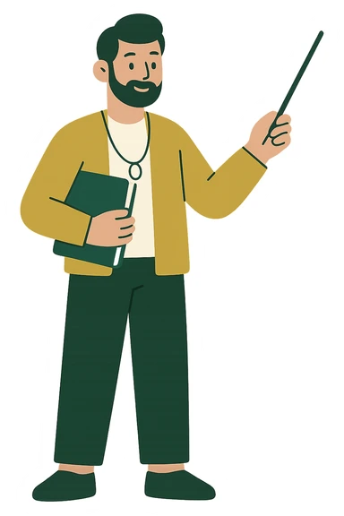 general education teacher, modern look, green gold and white color scheme, rounded shapes, simple design sticker