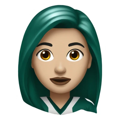 White female long dark hair red lips wearing Philadelphia Eagles jersey sticker