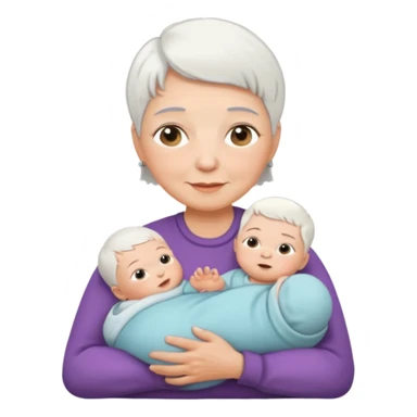 grandmother with short hair white and newborn an baby   sticker