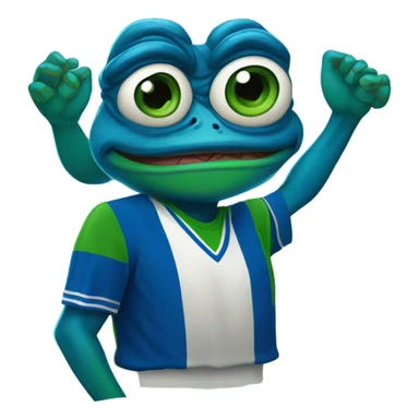 blue pepe frog in soccer jersey sticker