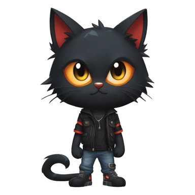 Edgy Shy Anthro boyish cool pretty dark black Litten-Pokémon-cat-fursona techwear sticker